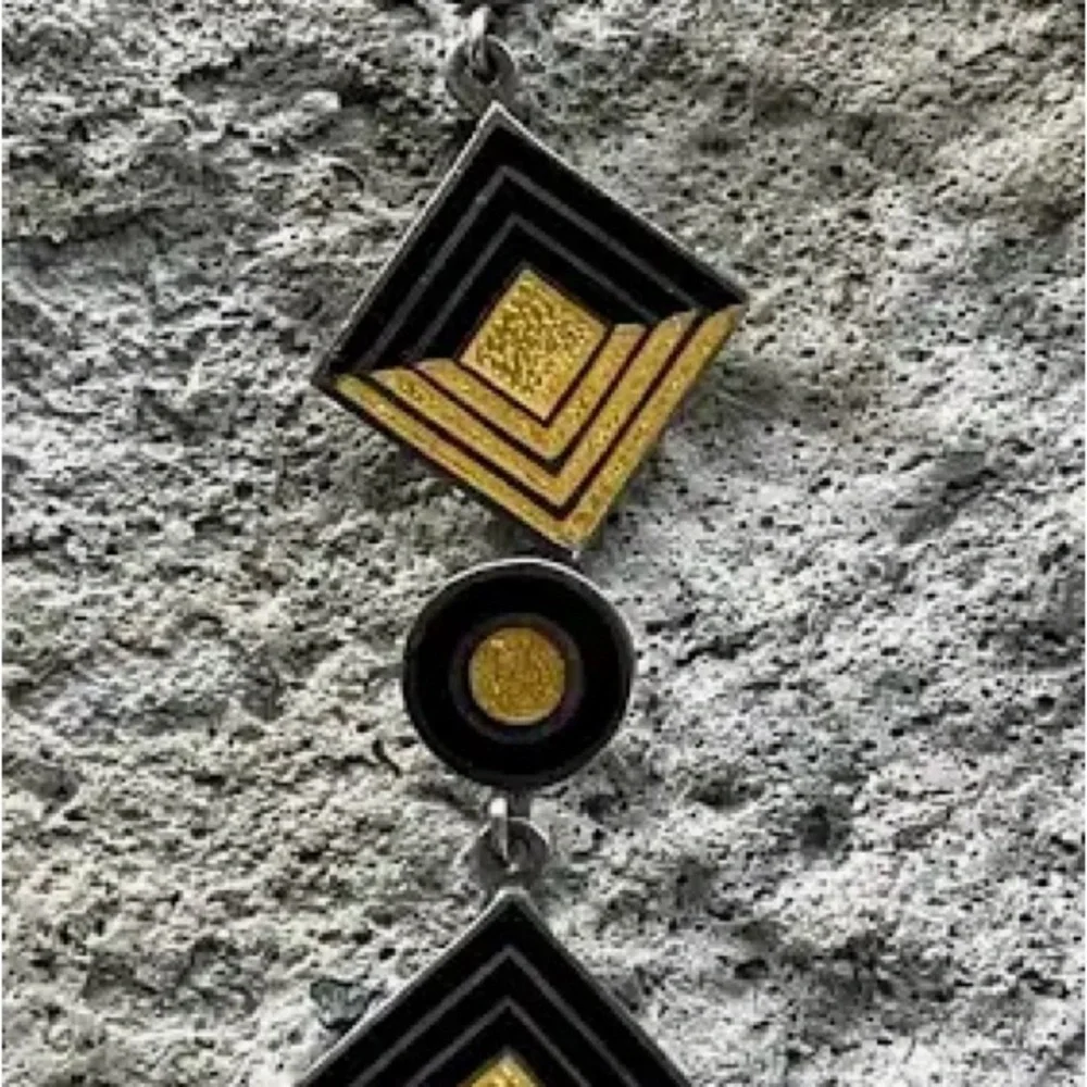 Margo De Taxco Art Deco Mid Century Black and Yellow Sterling Silver Mexico - Picture 3 of 6